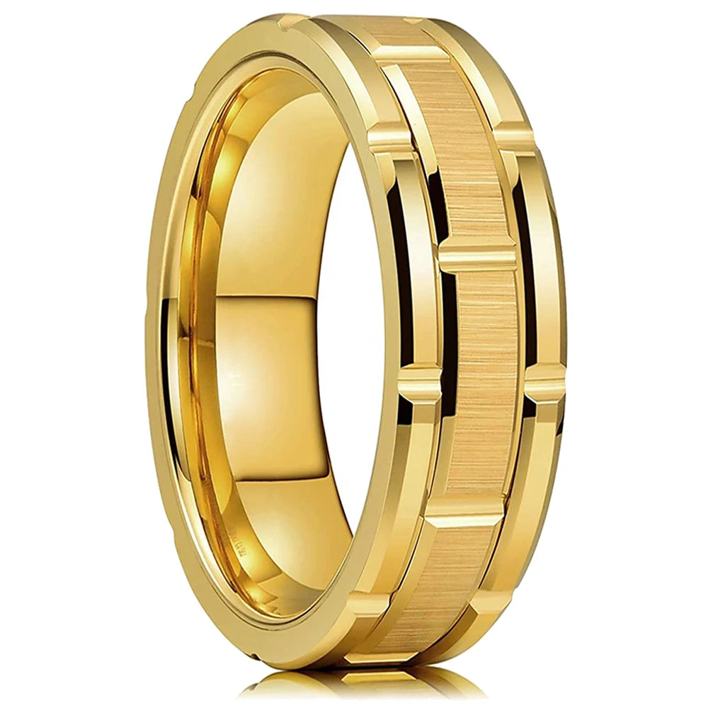 Celtic Dragon Tungsten Ring — 8mm Black Band with Blue Zircon Inlay
