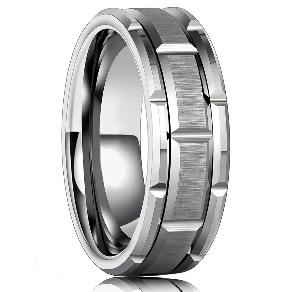 Celtic Dragon Tungsten Ring — 8mm Black Band with Blue Zircon Inlay