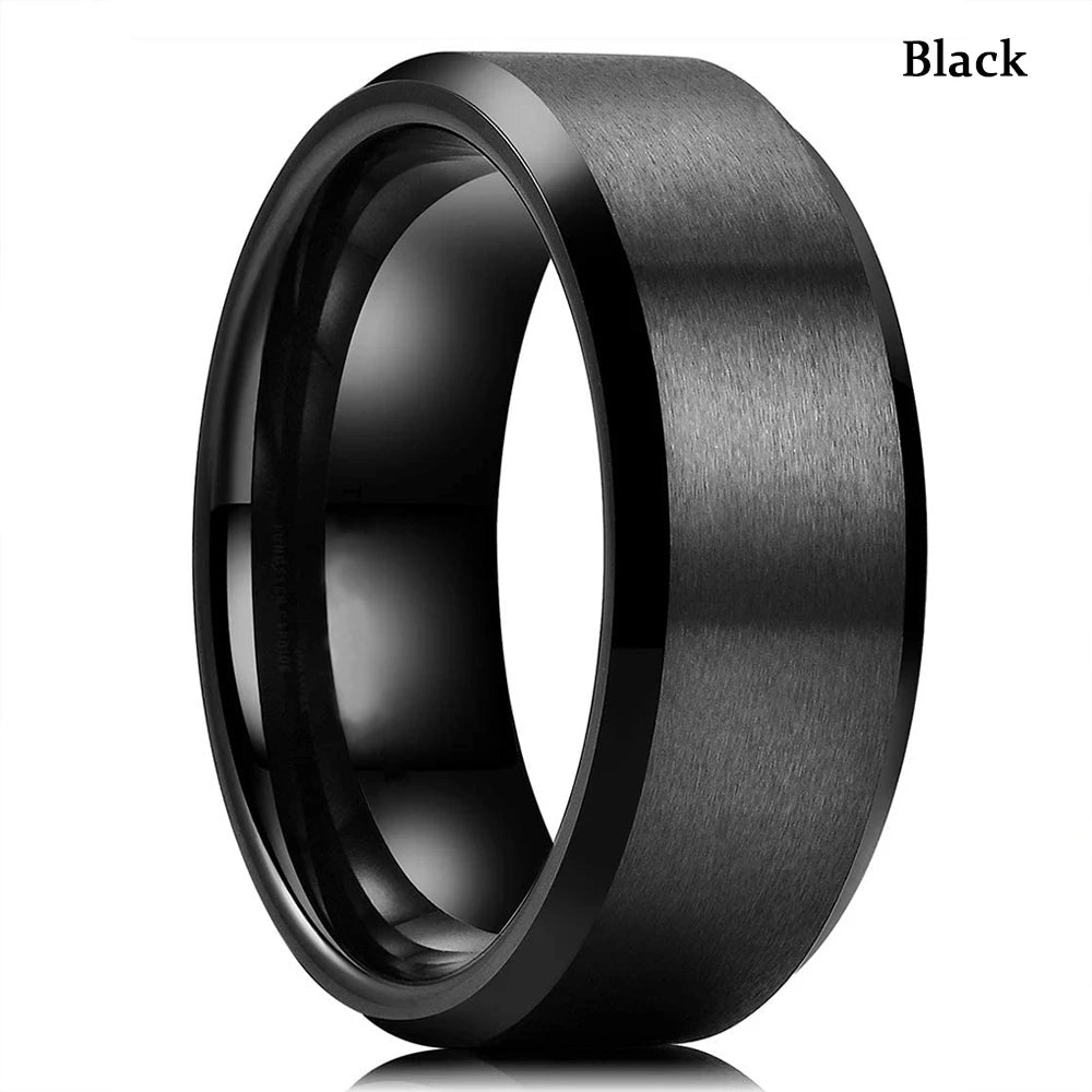 Celtic Dragon Tungsten Ring — 8mm Black Band with Blue Zircon Inlay