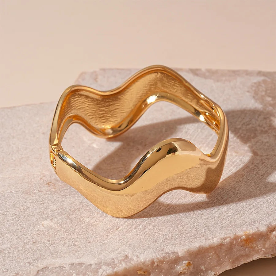 Wide Wood Bangle — Natural Beads with Rivet Detail, 18 Styles