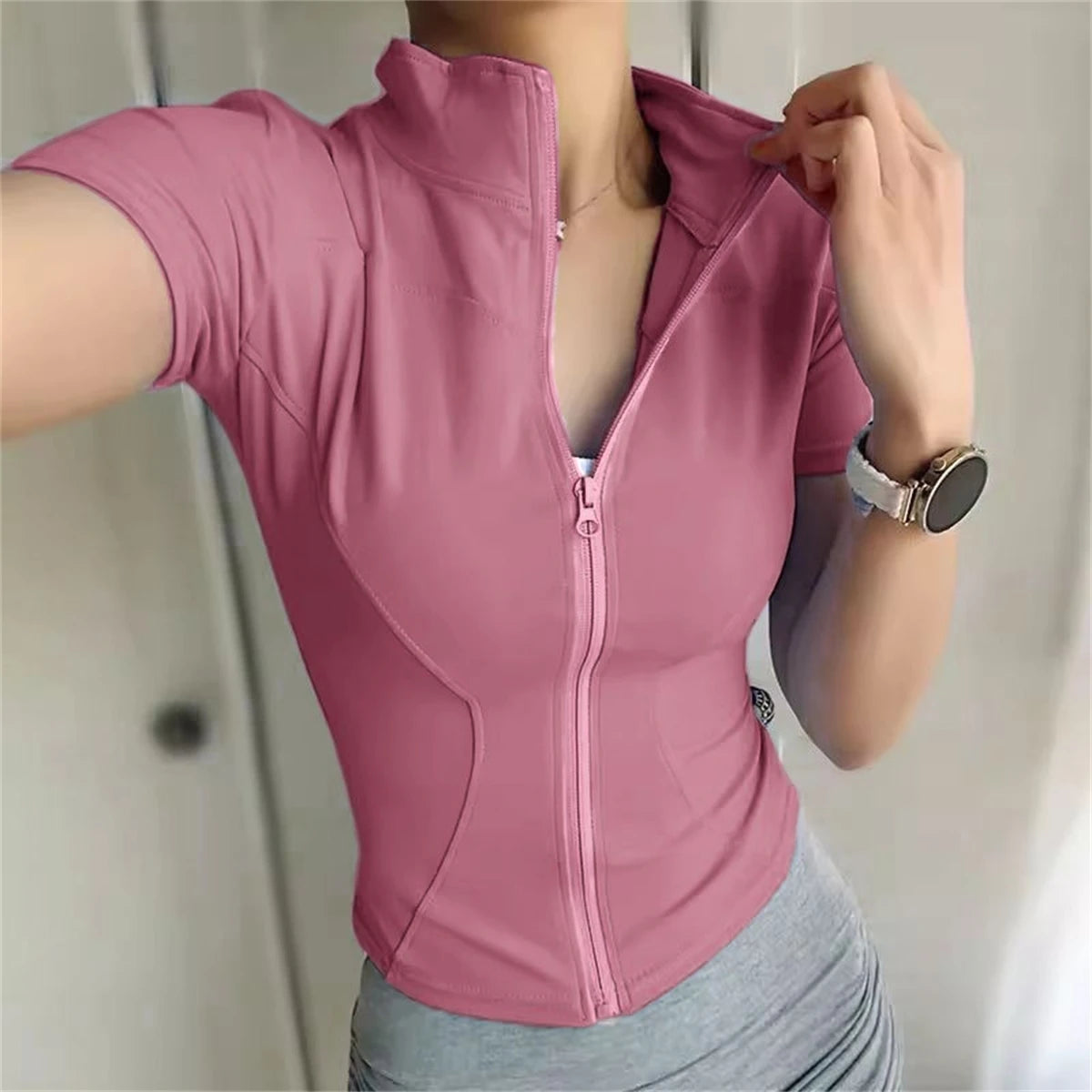 Short-Sleeve Zip Top — Women's Breathable Layer for Rides & Runs