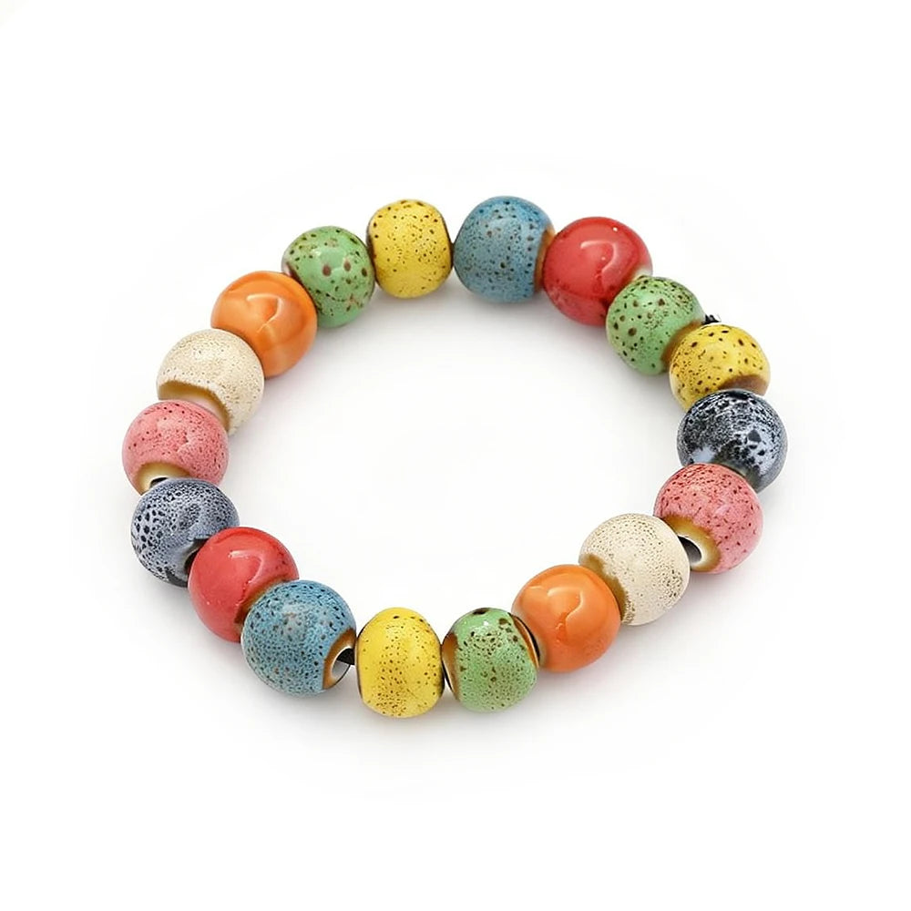 Ceramic Bead Bracelet — Adjustable Macramé Cord, Handmade Minimalist