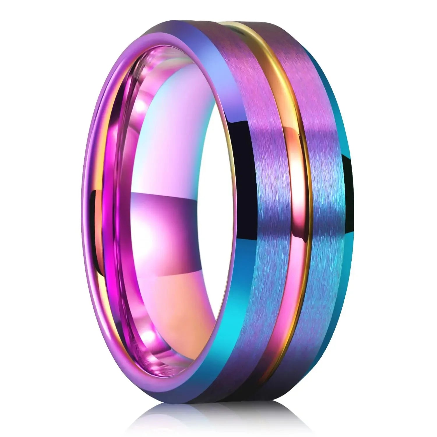 Celtic Dragon Tungsten Ring — 8mm Black Band with Blue Zircon Inlay