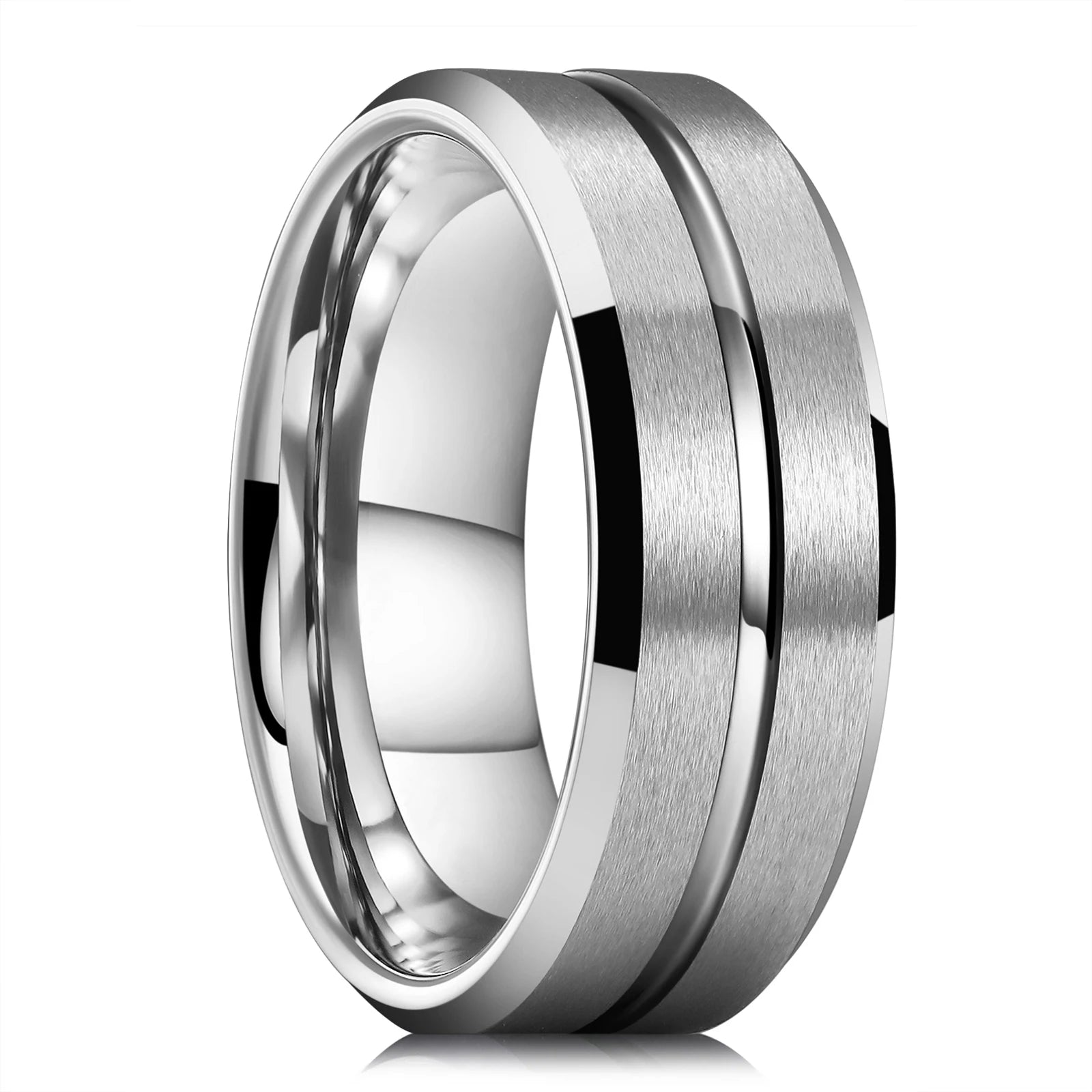 Celtic Dragon Tungsten Ring — 8mm Black Band with Blue Zircon Inlay