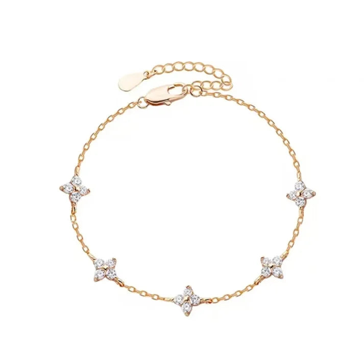 Four-Leaf Clover Jewelry — Bracelet, Necklace or Earrings in Gold or Silver