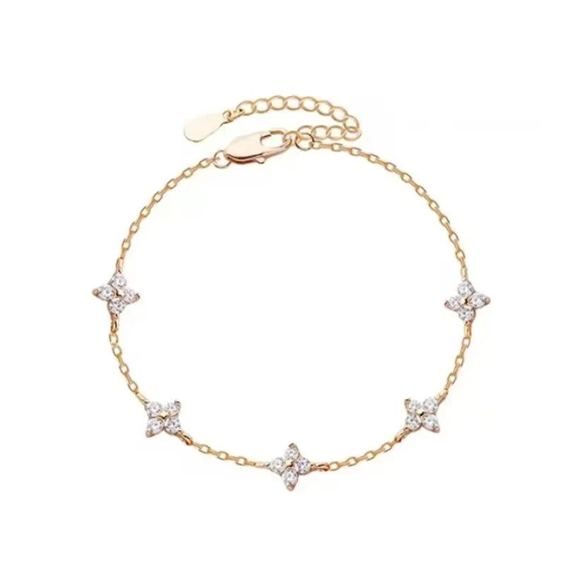 Four-Leaf Clover Jewelry — Bracelet, Necklace or Earrings in Gold or Silver