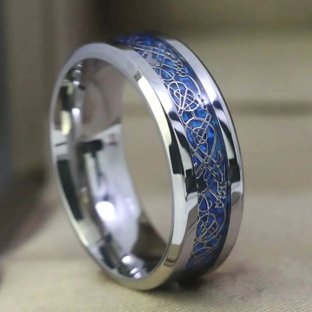 Dragon & Crown Couple Rings — Matching Stainless Steel Set for Two