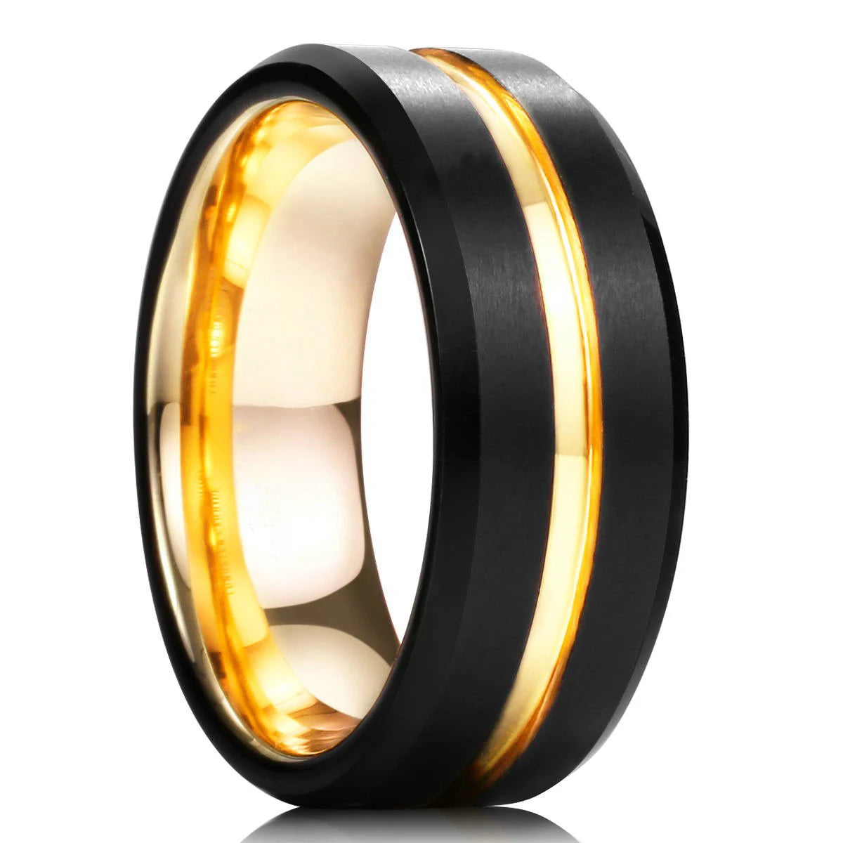 Celtic Dragon Tungsten Ring — 8mm Black Band with Blue Zircon Inlay