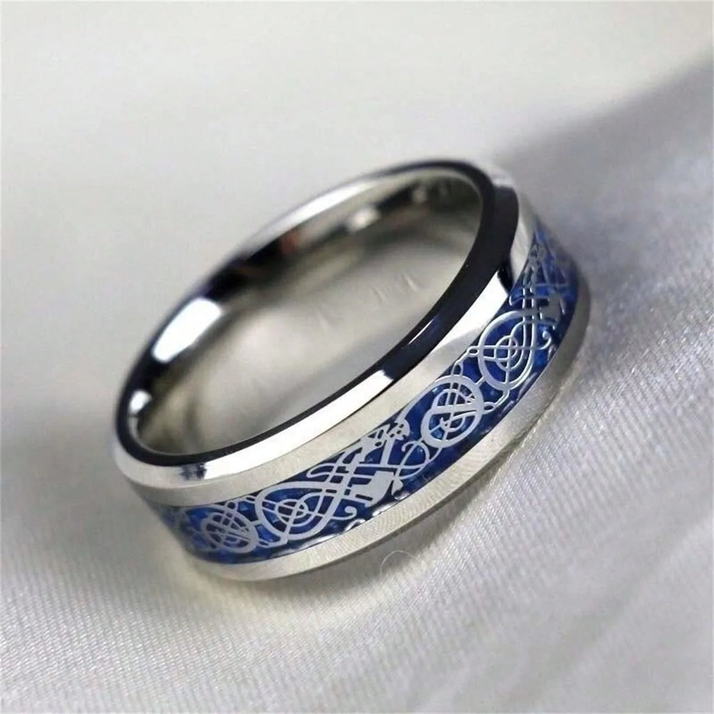 Dragon & Crown Couple Rings — Matching Stainless Steel Set for Two