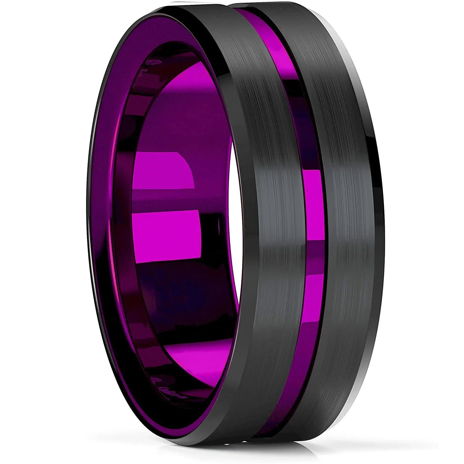 Celtic Dragon Tungsten Ring — 8mm Black Band with Blue Zircon Inlay
