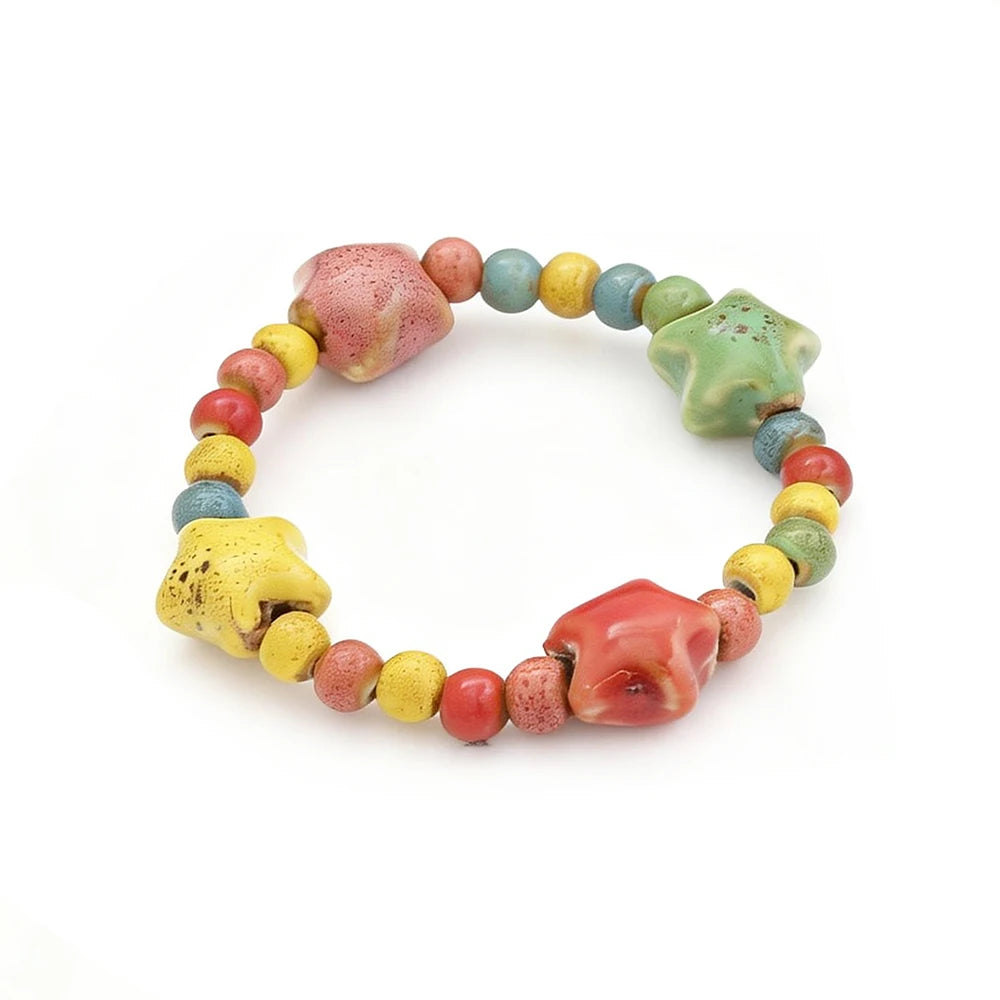 Ceramic Bead Bracelet — Adjustable Macramé Cord, Handmade Minimalist