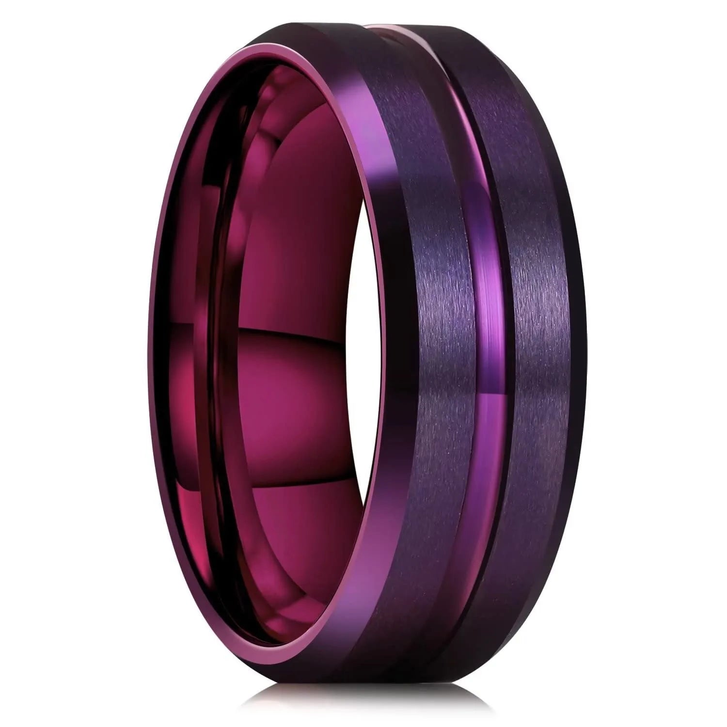 Celtic Dragon Tungsten Ring — 8mm Black Band with Blue Zircon Inlay