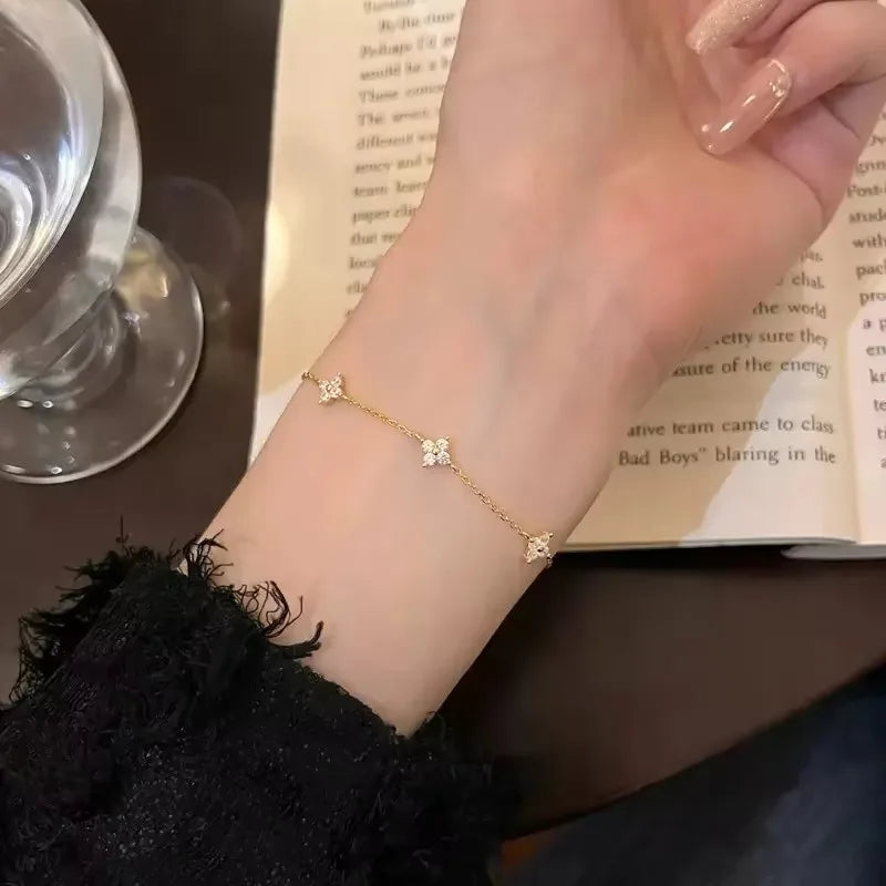 Four-Leaf Clover Jewelry — Bracelet, Necklace or Earrings in Gold or Silver